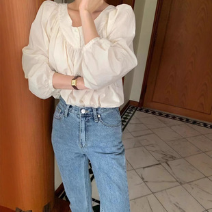 vegetable现H25夏款韩国东大门蔬菜家简约休闲法式复古泡泡袖衬衫