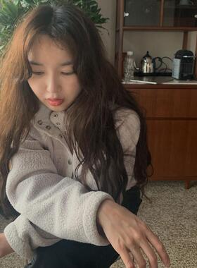 Dearest现H25春款韩国韩国东大门纯色摇粒绒立领夹克小个子外套女