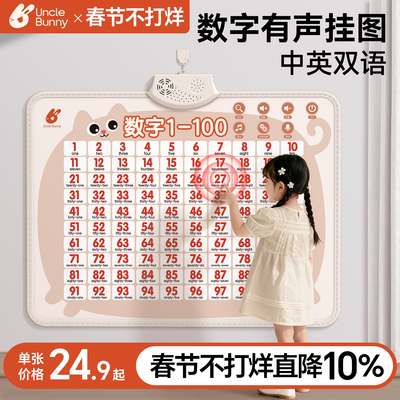 【数字1-100中英双语】有声挂图