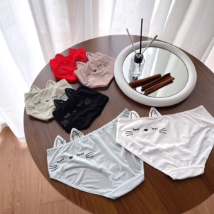 好丝滑可爱三角裤～中低腰夏季超薄冰丝透气猫耳朵萌趣女生内裤