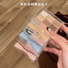 NOVO蝴蝶结八色综合眼影盘爆闪珠光哑光高光修容腮红眼影一体盘女