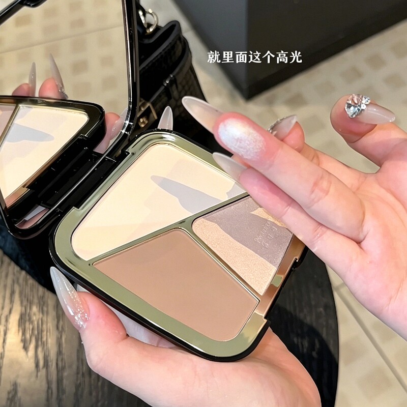 幻影小熊三色塑颜修容盘高光一体提亮珠哑光鼻影阴影遮盖定妆持久图片