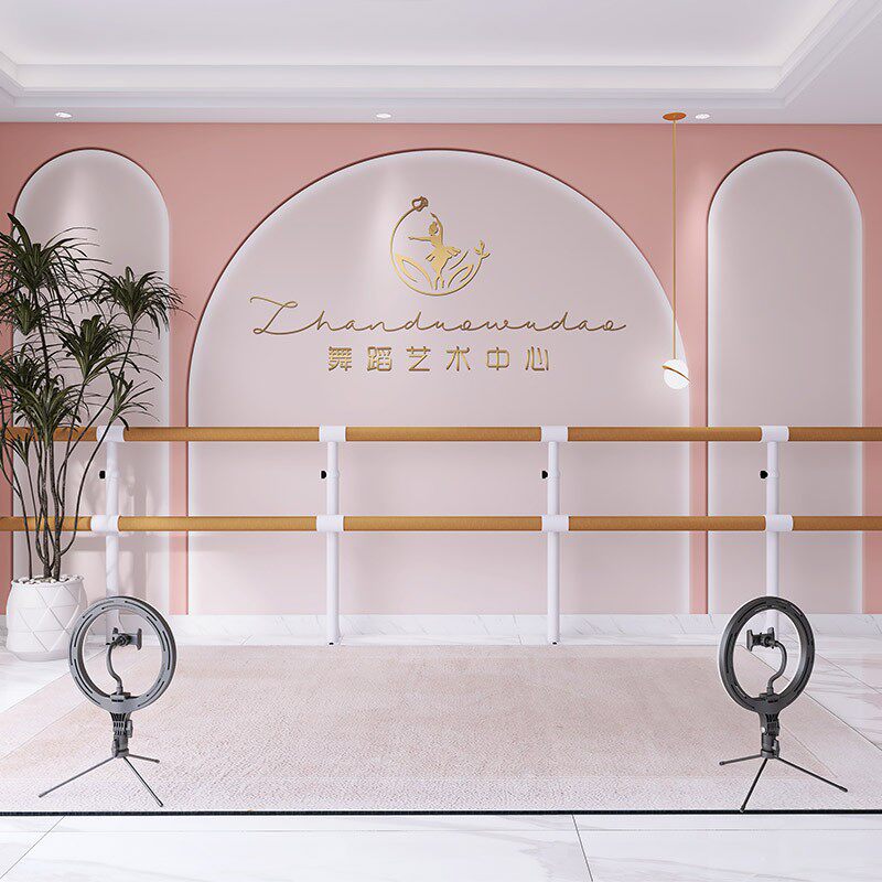 3d立体粉色石膏线舞蹈教室墙纸少儿艺术学校培训班装修背景壁布