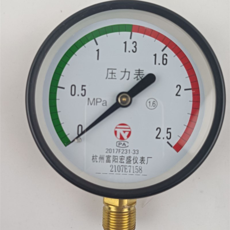 杭州富阳压力表Y100Z 1.6MPA储气罐轴向气压表 空压机耐震充油表