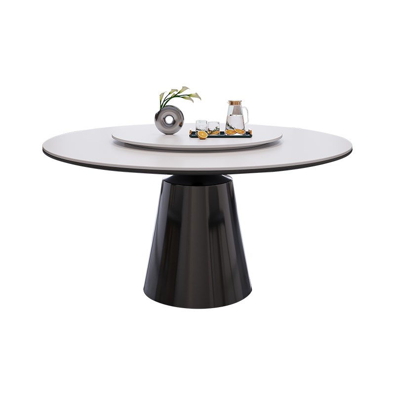 德利丰岩板餐桌圆桌转盘家用轻奢现E代洽谈小圆桌小户型吃饭桌圆