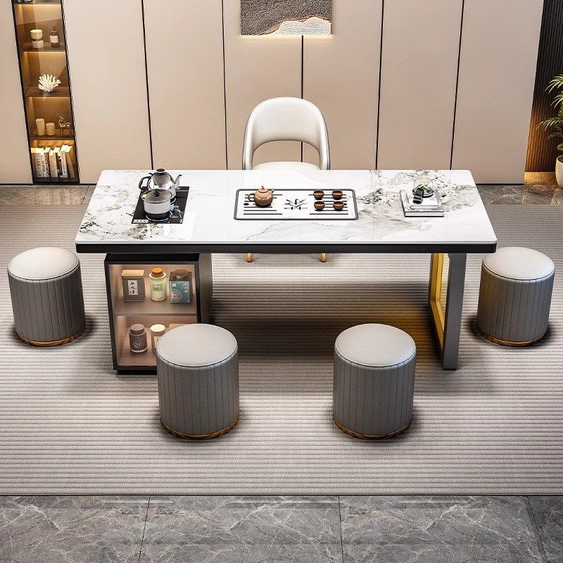 现代轻奢岩板茶桌客厅家用阳台茶台办公室茶桌椅组合一桌五椅茶几,个性定制/设计服务/DIY,明信片定制,淘宝优惠券,粉丝福利购,淘宝优惠卷
