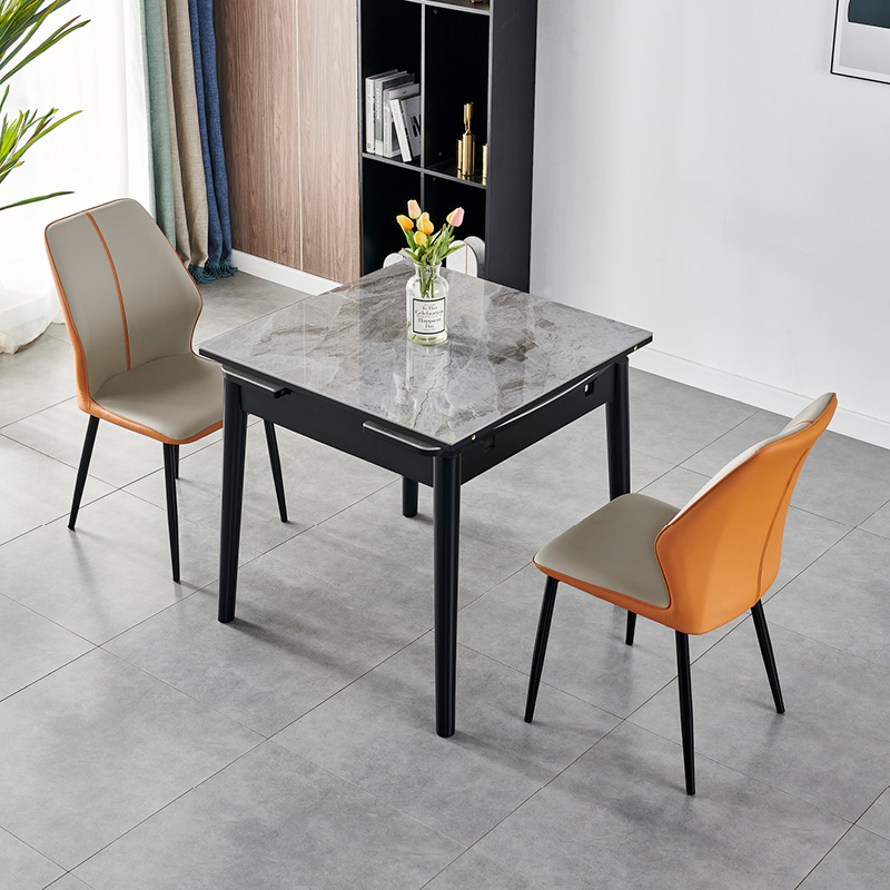 可伸缩折叠岩板餐桌椅组合现代简约小户型餐桌家用正方形饭桌餐台