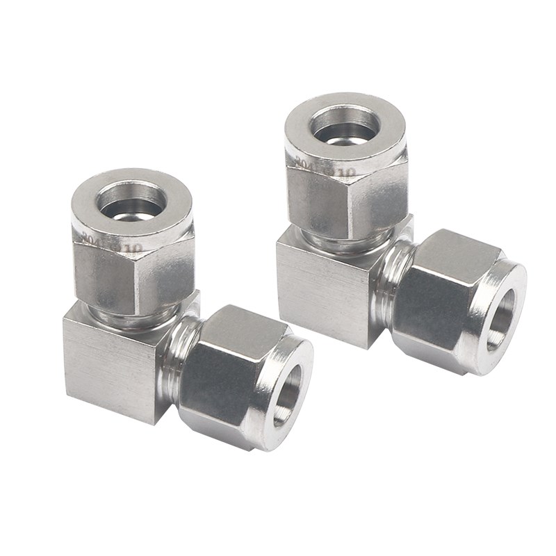 304不锈钢卡套弯头中间 90度直角弯头 卡套弯头接头3 4 5 6 8