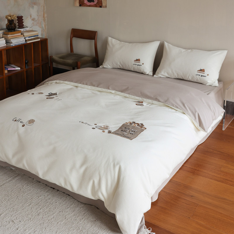 花时间生活水洗全棉华夫格四件套卡通刺绣被套贴布绣柔软亲肤床品,床上用品,床品套件/四件套/多件套,淘宝优惠券,粉丝福利购,淘宝优惠卷