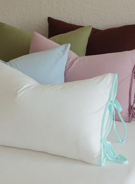 花时间生活全棉针织绑带蝴蝶结单枕套单品简约柔软少女ins风