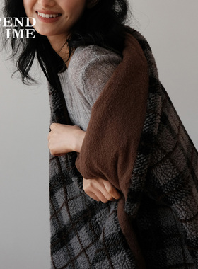 Spendtime秋冬复古格子双面摇粒绒牛奶绒拼搭加厚保暖毛毯单人