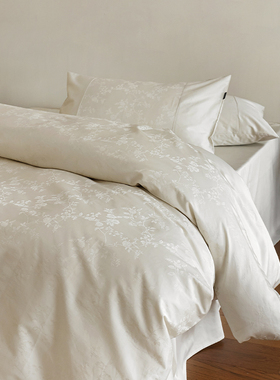 花时间生活纯棉玫瑰提花四件套全棉长绒棉贡缎四季简约纯色床品