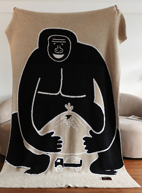 花时间生活原创重磅半边绒毯子撸猫糯感午睡毯四季猩猩针织毯加厚