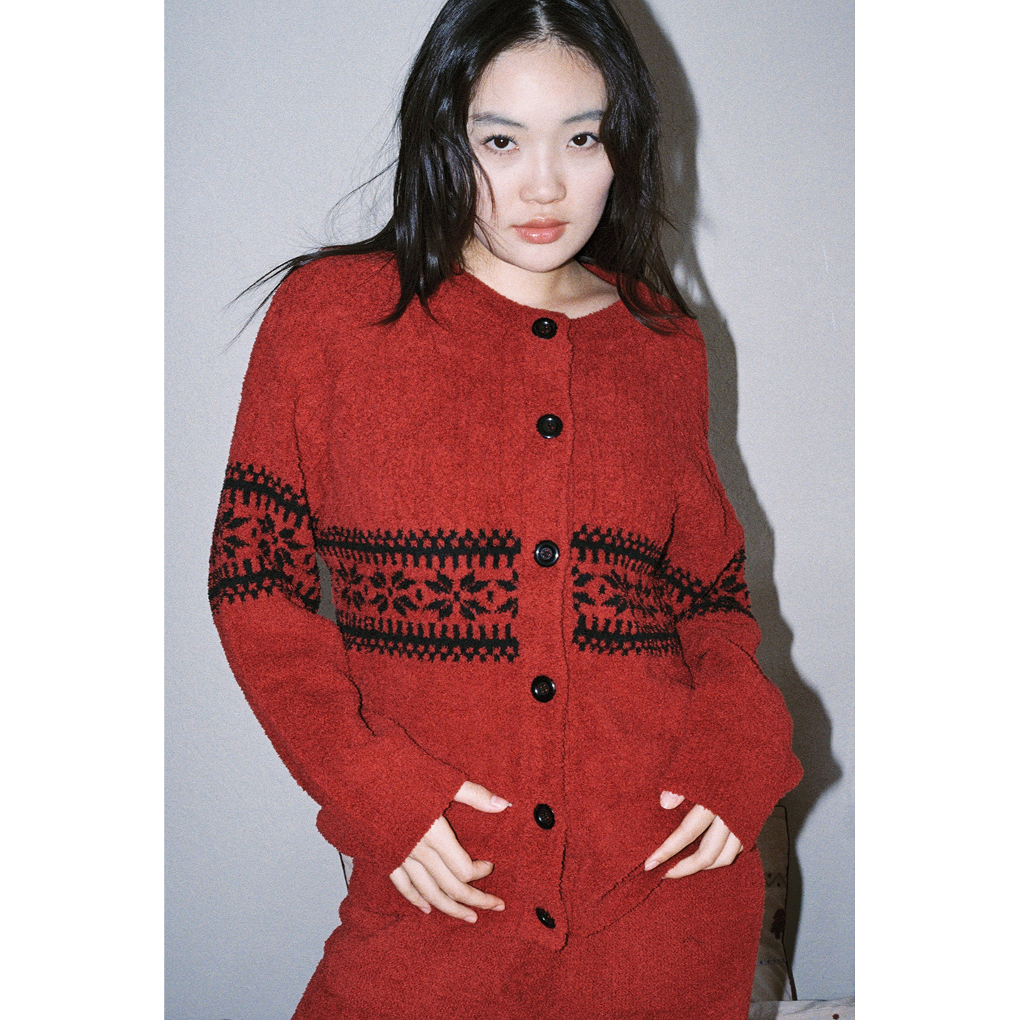 半边绒秋冬纽扣睡衣保暖