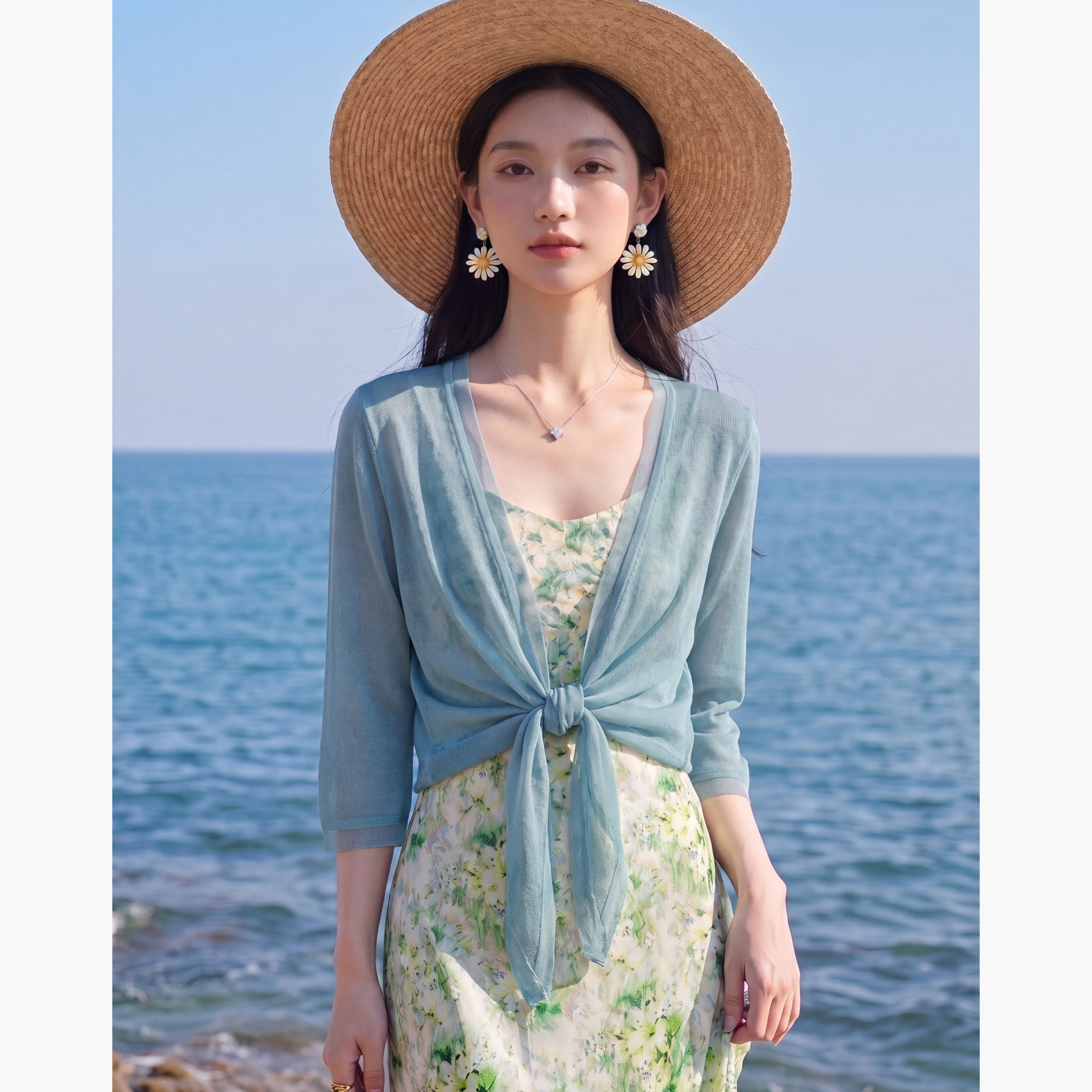 针织外搭开衫女夏季薄款罩衫上衣图片