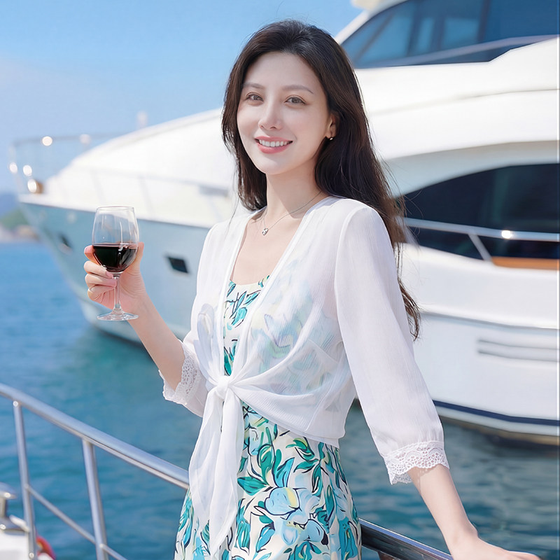 雪纺上衣女夏季外搭开衫薄款罩衫图片