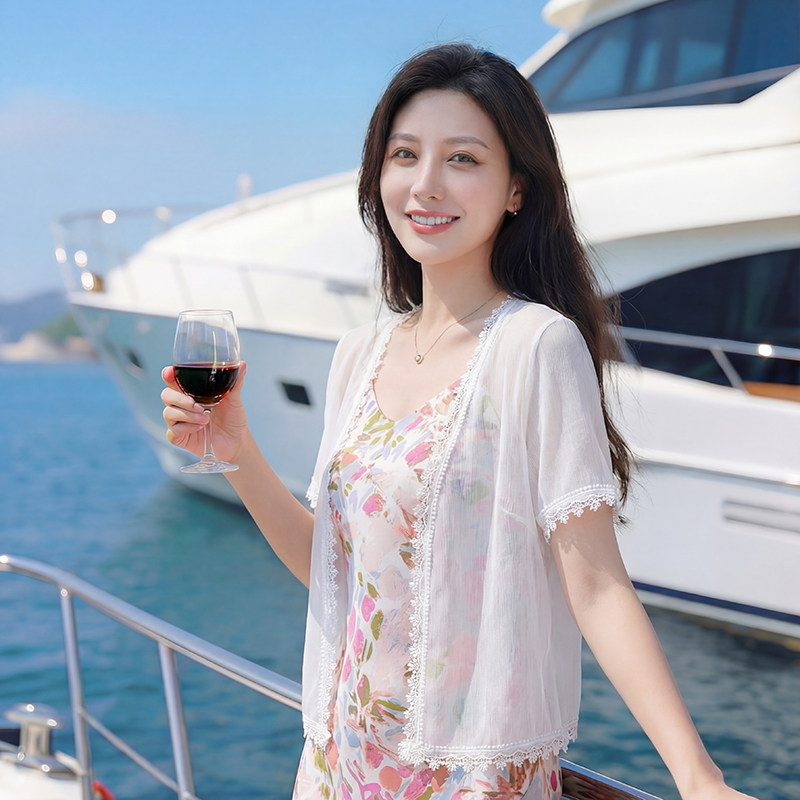 雪纺短袖上衣女夏季披肩吊带裙外搭开衫2026新款洋气小衫罩衫外套