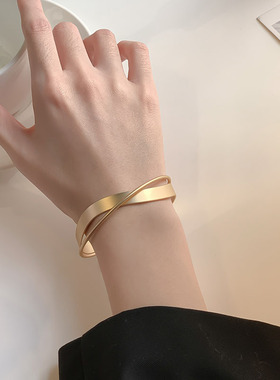 复古金色开口手镯个性百搭小众冷淡风时尚