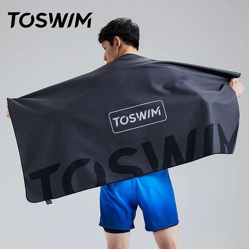 TOSWIM拓胜速干浴巾游泳毛巾运动健身吸水巾旅行毛巾快干沙滩巾黑