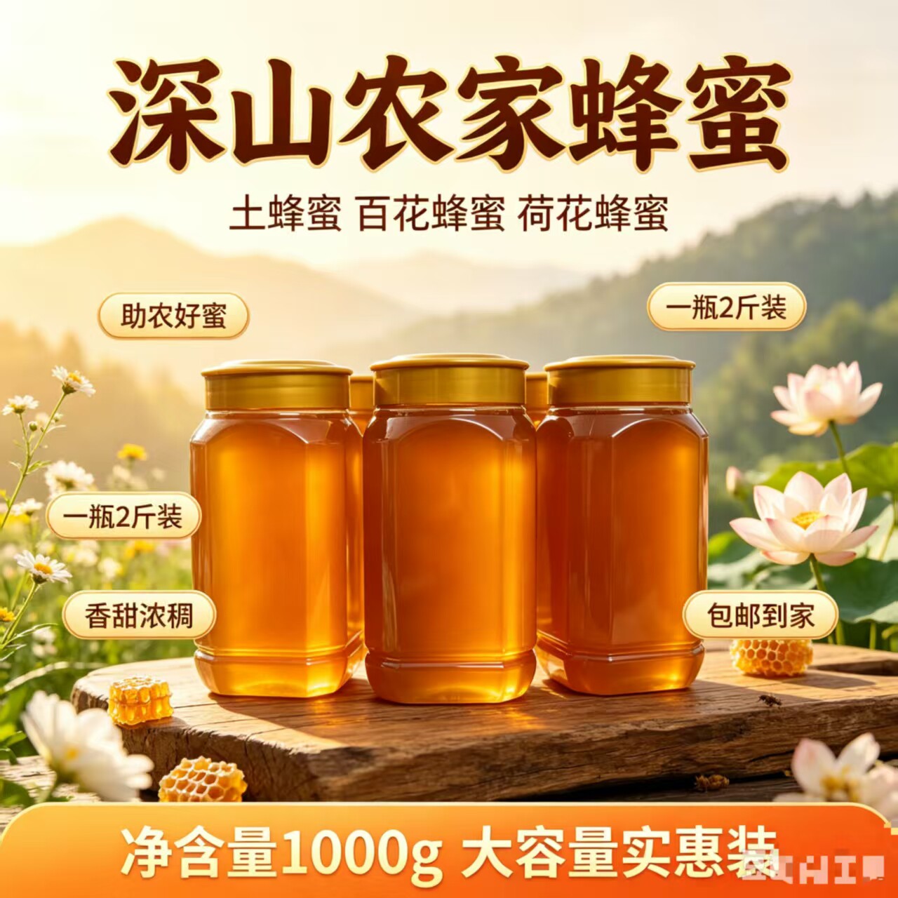 1瓶2斤纯正农家自产土蜂蜜