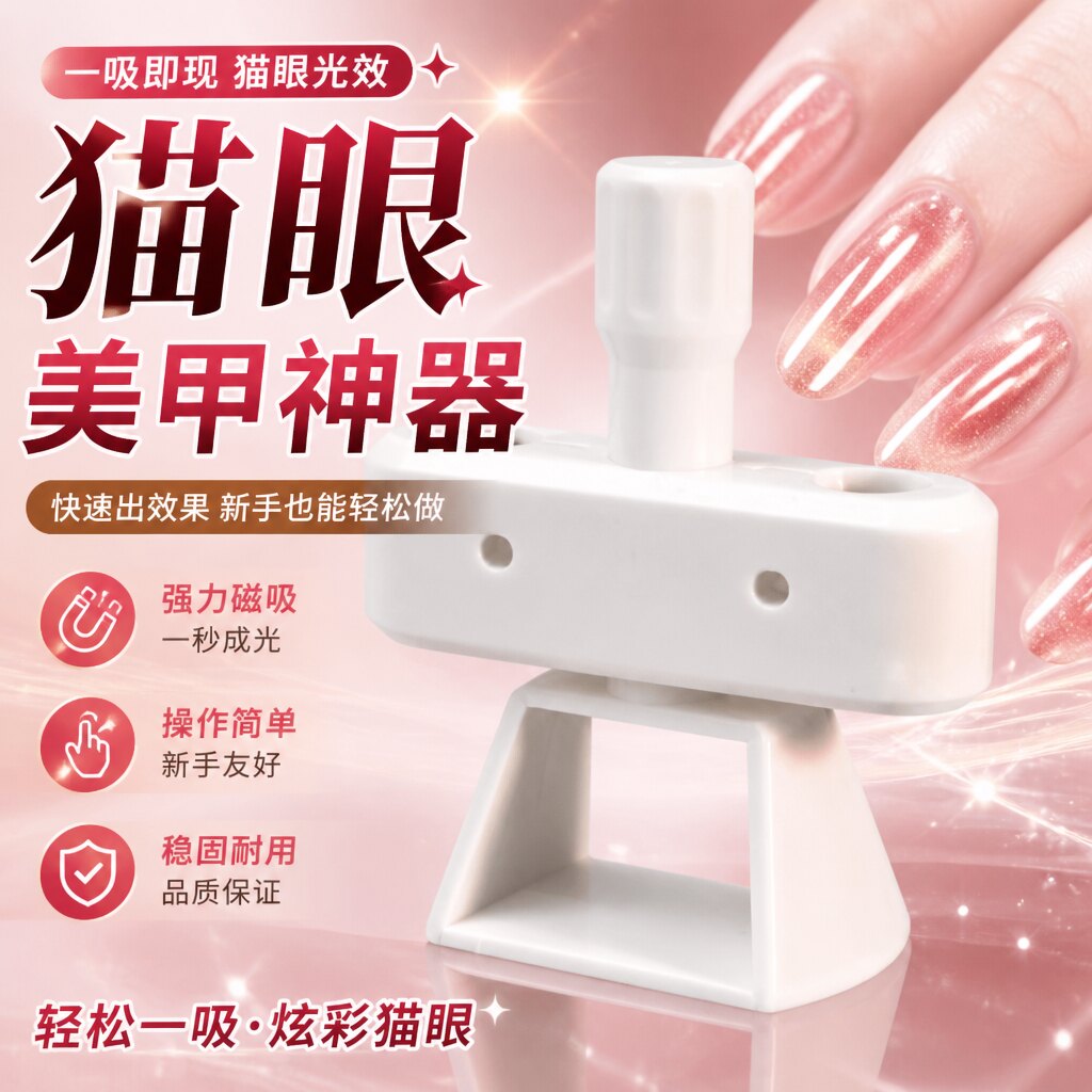 磁吸旋转美甲猫眼陀螺架一键成型