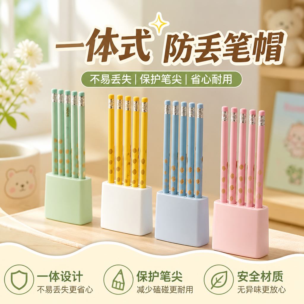 一体式防丢防脏二合一可立笔帽