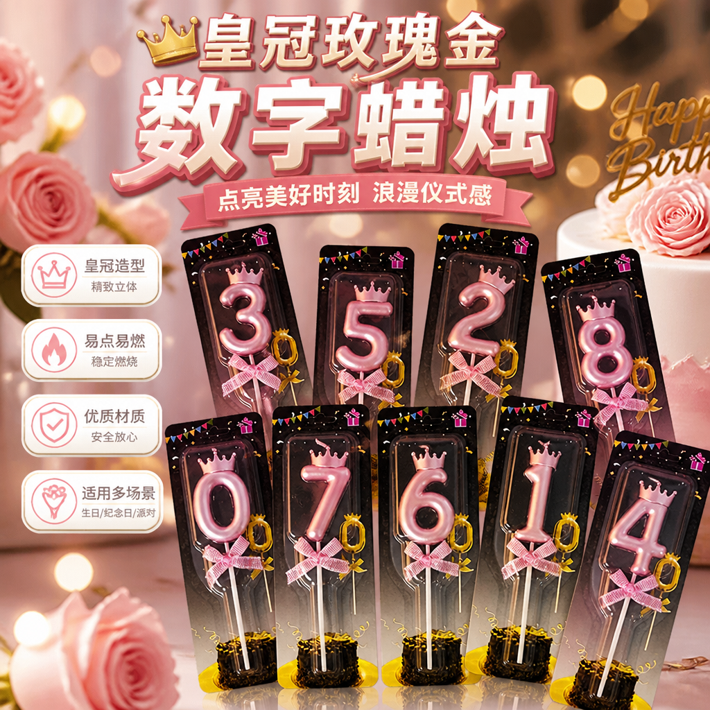皇冠蝴蝶结数字蜡烛生日派对