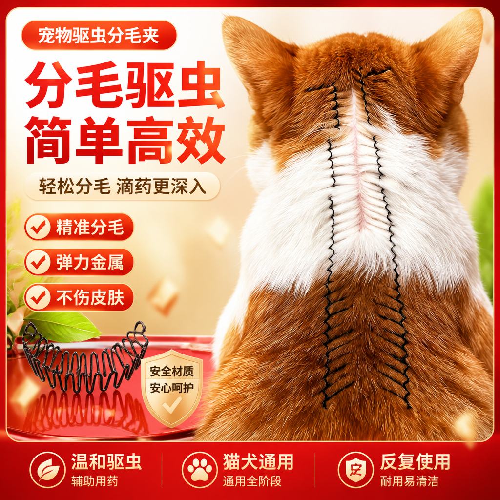 狗猫通用驱虫上药分毛发夹