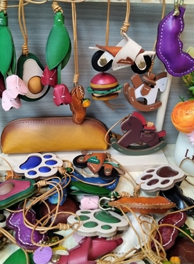 （直播下单备注）头层牛皮包包汽车钥匙扣挂件