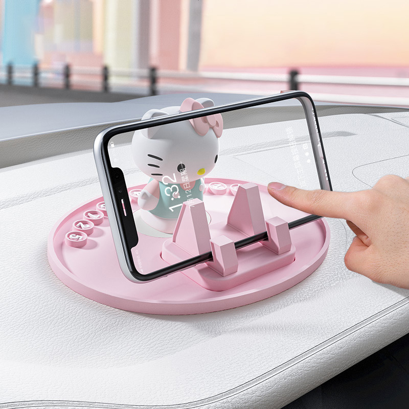Hellokitty汽车手机支架车载中控台防滑垫导航专用车内号码牌摆件