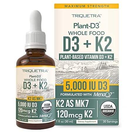 Organic Plant D3 + K2 (5000 iu D3) - All-Trans MK7 from M