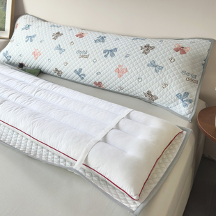 夏季凉感双人枕巾冰丝绑带款情侣长枕头巾2025透气枕芯内胆套防汗