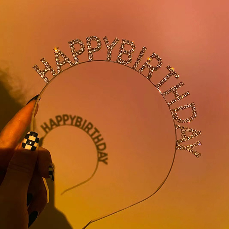 小红书同款happy birthday钻石发箍生日派对头饰箍女字母生日快乐