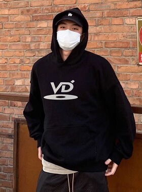 Vujade 006字母VD连帽卫衣男春季纯棉重磅品质Vibe风ken同款
