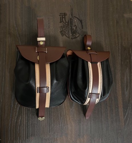 武备寺子特大蹀躞包 汉服腰带背包 汉服腰包 羊皮腰包 盔甲腰包大