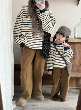 【小乐专享】【顾奈】QZ789冬季加绒条纹小熊卫衣