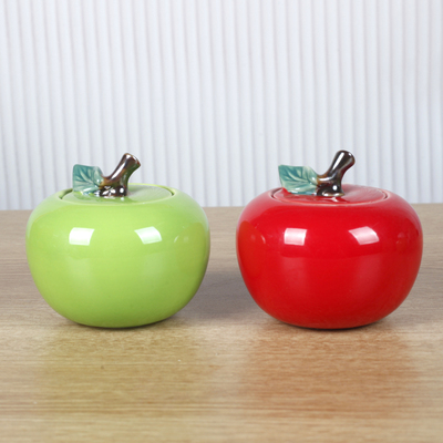 陶瓷苹果茶叶罐乔迁新居客厅桌面玄关装饰摆件糖果罐伴手礼品礼盒