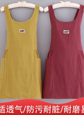 时尚棉布围裙女厨房家用做饭宽松交叉背带年轻洋气耐脏韩版工作服
