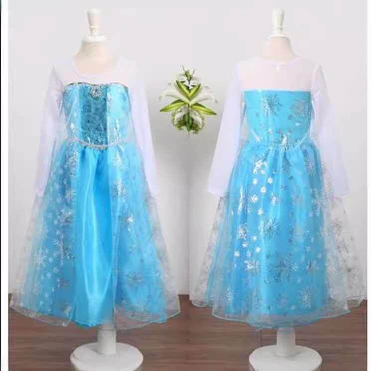 frozen冰雪奇缘童装表演服爱莎公主裙长袖连衣裙子儿童女王装礼服
