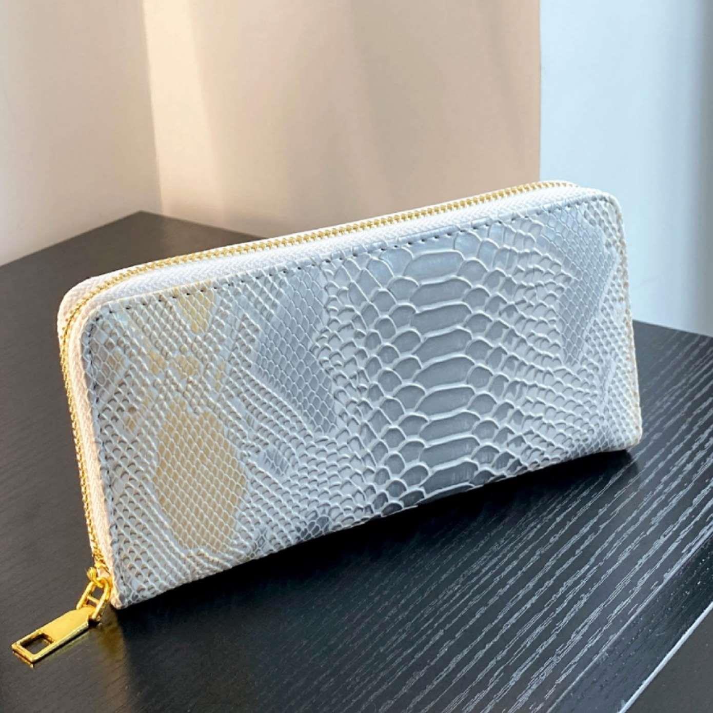 2023渐变鳄鱼纹pu长款单拉钱包时尚欧美复古手拿包Wallet bags