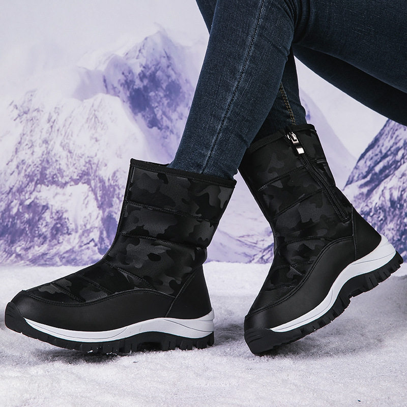 东北大棉鞋女款冬季保暖加绒特厚皮毛一体雪地靴大码抗寒中筒户外