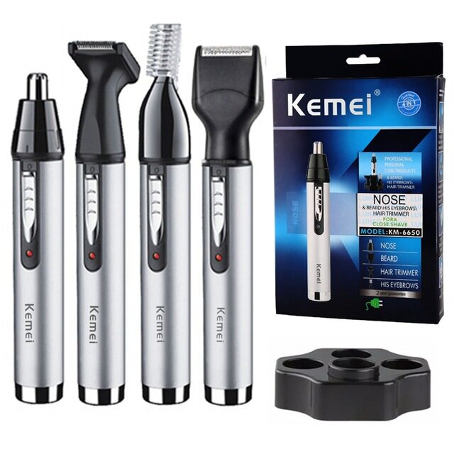 新款科美KEMEI KM-6650充电式剃须刀理发剪鼻毛器修眉刀4合1