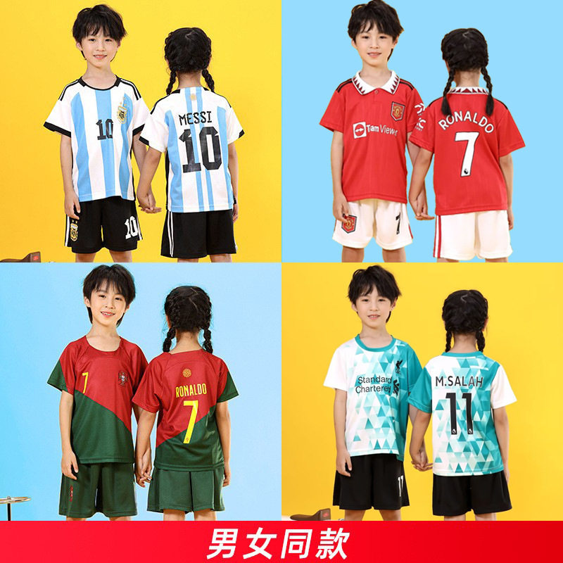 夏季薄款儿童足球服套装短袖男户外跑步运动速干透气球衣女