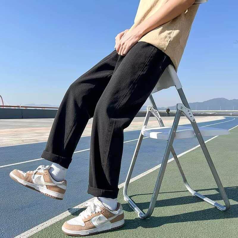 浅色牛仔裤男士夏季阔腿宽松潮流九分裤子韩版休闲潮直筒长裤春秋