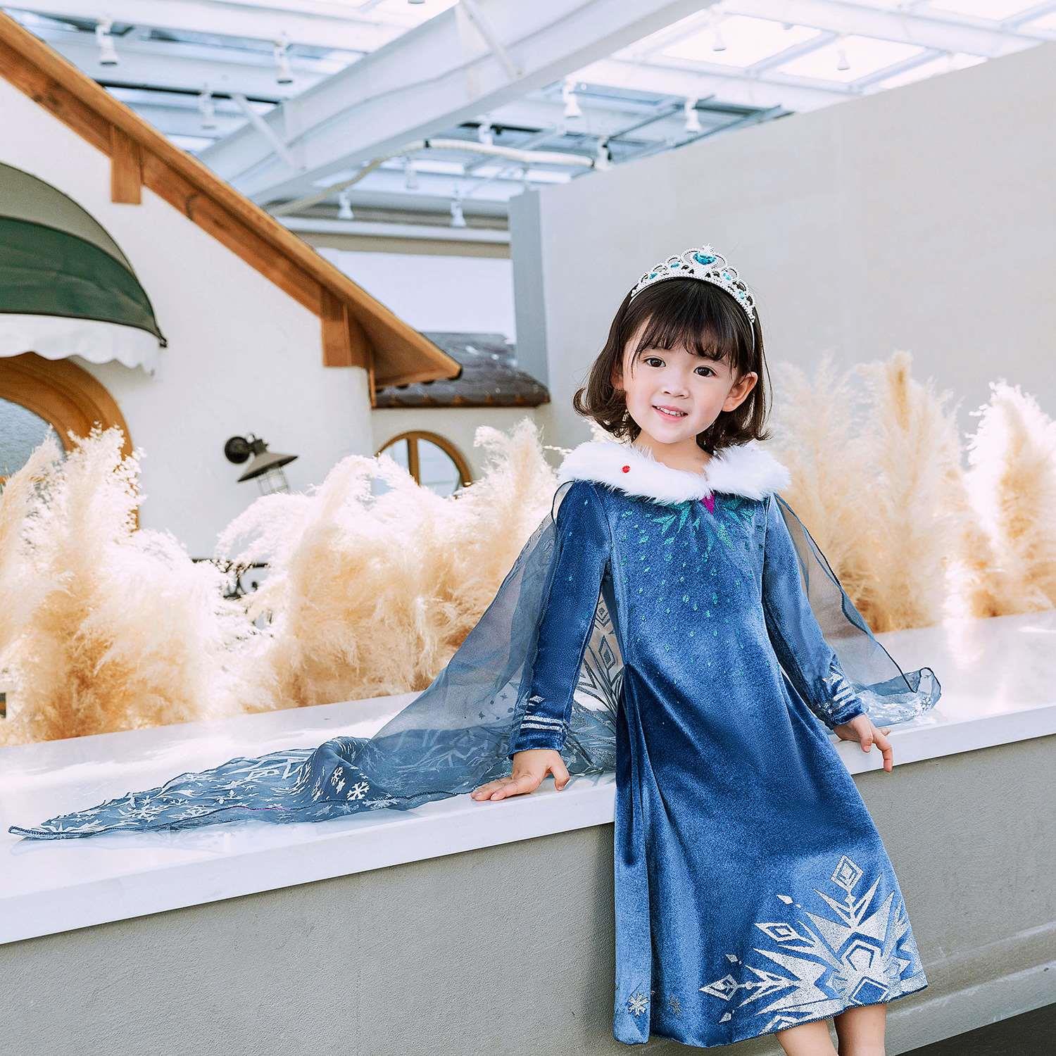 冰雪奇缘儿童爱莎公主裙秋冬女童艾莎连衣裙秋装爱沙安娜长袖裙子