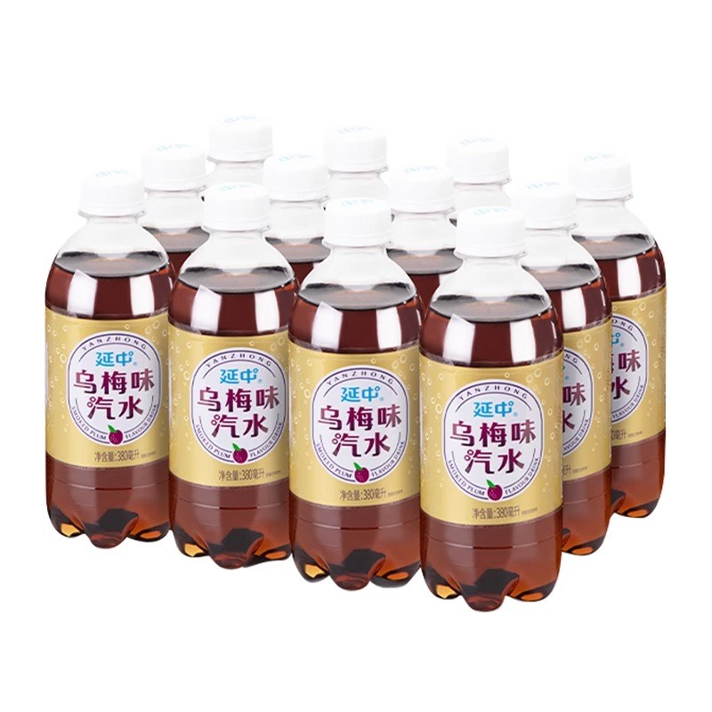 上海延中乌梅味汽水380ml*12瓶整箱小瓶装乌梅汁碳.酸果味饮料