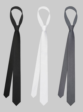 休闲领带男6cm时尚细斜纹韩版窄版衬衫装饰女学院风手打黑白灰色