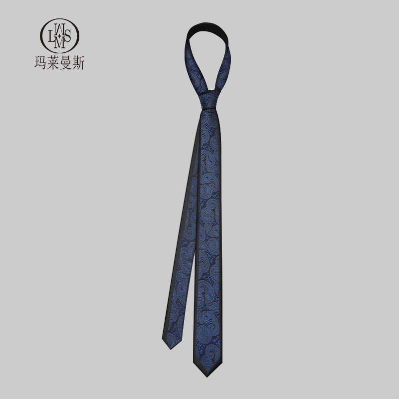 男士领带男潮学院手打休闲韩版西装衬衫装饰女蓝色佩斯利花纹细窄