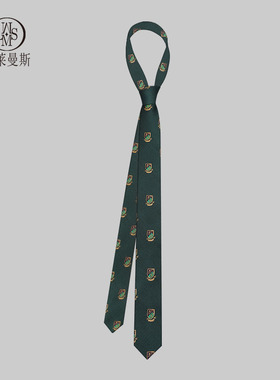 墨绿色领带男韩版手打衬衫女学院风细窄盾牌休闲年轻学生百搭潮酷