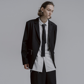 休闲领带男学院风衬衫 纯黑色高级感手打款 女韩版 细窄潮流平头时尚